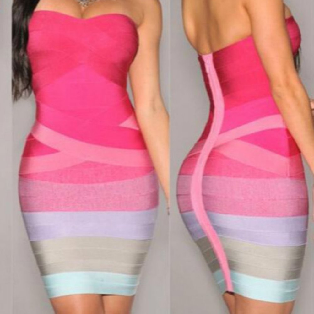 Ombre Tube Bandage Mini Dress